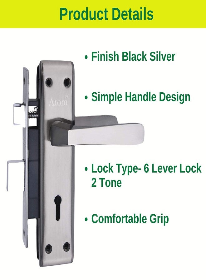 Atom Heavy Duty Mortise Door Lock for Bedroom, Living Room, Main Door, Black Silver Finish | 3 Keys | 6 Lever Double Stage Lockset for House Hotel Office(1002KY) - Image 5